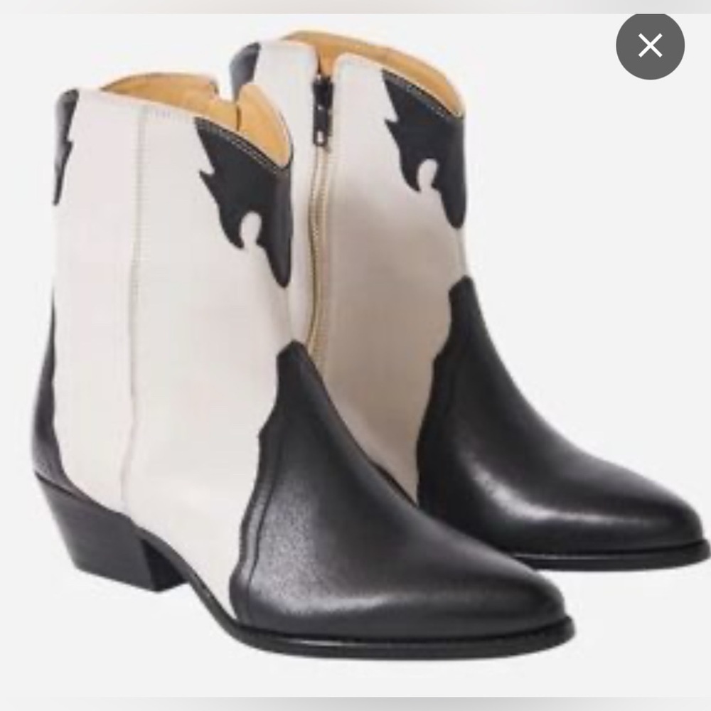 Free people western ankle boots booties black and white NWT